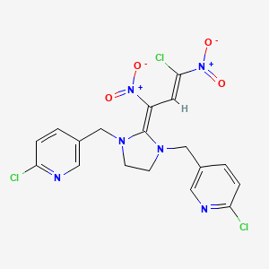 molecular formula C18H15Cl3N6O4 B1247249 2-chloro-5-({(2E)-2-[(2Z)-3-chloro-1,3-dinitroprop-2-enylidene]-3-[(6-chloropyridin-3-yl)methyl]imidazolidin-1-yl}methyl)pyridine 