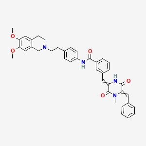 N-{4-[2-(6,7-dimethoxy-3,4-dihydro-1H-isoquinolin-2-yl)ethyl]phenyl}-3-{[(2Z,5Z)-4-methyl-3,6-dioxo-5-(phenylmethylidene)piperazin-2-ylidene]methyl}benzamide