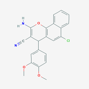 molecular formula C22H17ClN2O3 B12472530 2-amino-6-chloro-4-(3,4-dimethoxyphenyl)-4H-benzo[h]chromene-3-carbonitrile 