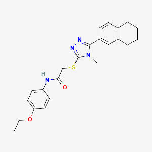 molecular formula C23H26N4O2S B12472537 N-(4-ethoxyphenyl)-2-{[4-methyl-5-(5,6,7,8-tetrahydronaphthalen-2-yl)-4H-1,2,4-triazol-3-yl]sulfanyl}acetamide 