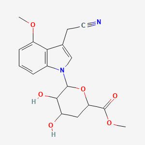 molecular formula C18H20N2O6 B1247256 Methyl 6-[3-(cyanomethyl)-4-methoxyindol-1-yl]-4,5-dihydroxyoxane-2-carboxylate 