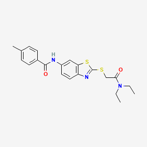 molecular formula C21H23N3O2S2 B12472574 N-(2-{[2-(diethylamino)-2-oxoethyl]sulfanyl}-1,3-benzothiazol-6-yl)-4-methylbenzamide 