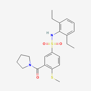 molecular formula C22H28N2O3S2 B12472580 N-(2,6-diethylphenyl)-4-(methylsulfanyl)-3-(pyrrolidin-1-ylcarbonyl)benzenesulfonamide 