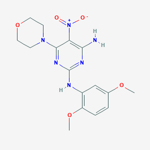 molecular formula C16H20N6O5 B12472586 N2-(2,5-dimethoxyphenyl)-6-(morpholin-4-yl)-5-nitropyrimidine-2,4-diamine 