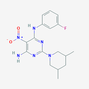 2-(3,5-dimethylpiperidin-1-yl)-N-(3-fluorophenyl)-5-nitropyrimidine-4,6-diamine