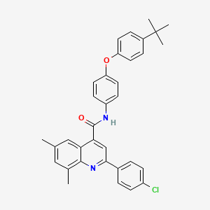 molecular formula C34H31ClN2O2 B12472667 N-[4-(4-tert-butylphenoxy)phenyl]-2-(4-chlorophenyl)-6,8-dimethylquinoline-4-carboxamide 