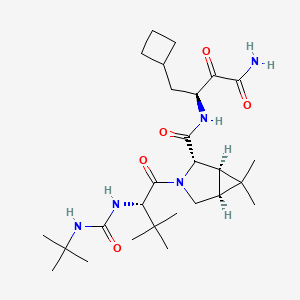 molecular formula C27H45N5O5 B1247267 (1r,2s,5s)-N-[(1s)-3-Amino-1-(Cyclobutylmethyl)-2,3-Dioxopropyl]-3-[(2s)-2-{[(Tert-Butylamino)carbonyl]amino}-3,3-Dimethylbutanoyl]-6,6-Dimethyl-3-Azabicyclo[3.1.0]hexane-2-Carboxamide CAS No. 569677-40-3