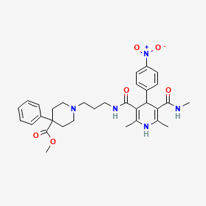 molecular formula C32H39N5O6 B1247268 Methyl 1-[3-[[2,6-dimethyl-5-(methylcarbamoyl)-4-(4-nitrophenyl)-1,4-dihydropyridine-3-carbonyl]amino]propyl]-4-phenylpiperidine-4-carboxylate 