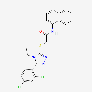 molecular formula C22H18Cl2N4OS B12472728 2-{[5-(2,4-dichlorophenyl)-4-ethyl-4H-1,2,4-triazol-3-yl]sulfanyl}-N-(naphthalen-1-yl)acetamide 