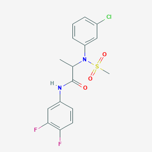 molecular formula C16H15ClF2N2O3S B12472731 N~2~-(3-chlorophenyl)-N-(3,4-difluorophenyl)-N~2~-(methylsulfonyl)alaninamide 