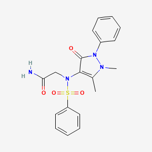 molecular formula C19H20N4O4S B12472763 N~2~-(1,5-dimethyl-3-oxo-2-phenyl-2,3-dihydro-1H-pyrazol-4-yl)-N~2~-(phenylsulfonyl)glycinamide 