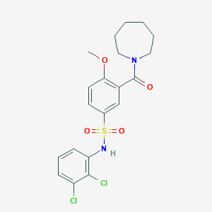 molecular formula C20H22Cl2N2O4S B12472805 3-(azepan-1-ylcarbonyl)-N-(2,3-dichlorophenyl)-4-methoxybenzenesulfonamide 