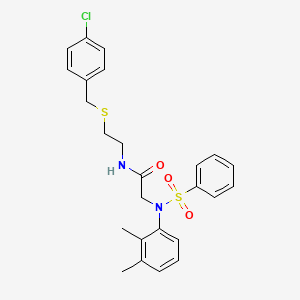 molecular formula C25H27ClN2O3S2 B12472831 N-{2-[(4-chlorobenzyl)sulfanyl]ethyl}-N~2~-(2,3-dimethylphenyl)-N~2~-(phenylsulfonyl)glycinamide 