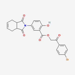 molecular formula C23H18BrNO6 B12472867 2-(4-bromophenyl)-2-oxoethyl 5-(1,3-dioxo-1,3,3a,4,7,7a-hexahydro-2H-isoindol-2-yl)-2-hydroxybenzoate 