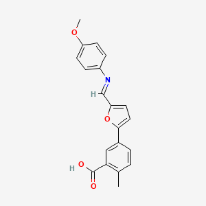 molecular formula C20H17NO4 B12472875 5-(5-{(E)-[(4-methoxyphenyl)imino]methyl}furan-2-yl)-2-methylbenzoic acid 