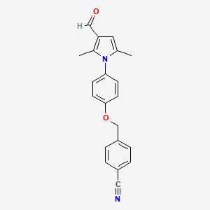 molecular formula C21H18N2O2 B12472908 4-{[4-(3-formyl-2,5-dimethyl-1H-pyrrol-1-yl)phenoxy]methyl}benzonitrile 