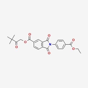 molecular formula C24H23NO7 B12472930 3,3-dimethyl-2-oxobutyl 2-[4-(ethoxycarbonyl)phenyl]-1,3-dioxo-2,3-dihydro-1H-isoindole-5-carboxylate 