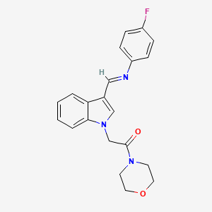 molecular formula C21H20FN3O2 B12472970 2-(3-{(E)-[(4-fluorophenyl)imino]methyl}-1H-indol-1-yl)-1-(morpholin-4-yl)ethanone 