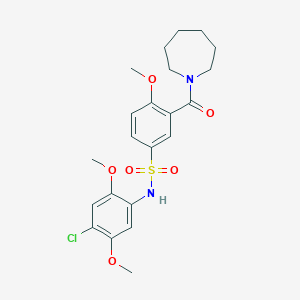 molecular formula C22H27ClN2O6S B12473008 3-(azepan-1-ylcarbonyl)-N-(4-chloro-2,5-dimethoxyphenyl)-4-methoxybenzenesulfonamide 