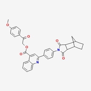 molecular formula C34H28N2O6 B12473044 2-(4-methoxyphenyl)-2-oxoethyl 2-[4-(1,3-dioxooctahydro-2H-4,7-methanoisoindol-2-yl)phenyl]quinoline-4-carboxylate 