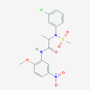 molecular formula C17H18ClN3O6S B12473046 N~2~-(3-chlorophenyl)-N-(2-methoxy-5-nitrophenyl)-N~2~-(methylsulfonyl)alaninamide 