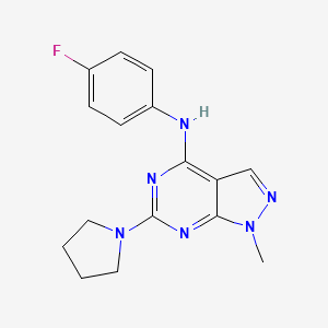 molecular formula C16H17FN6 B12473078 N-(4-fluorophenyl)-1-methyl-6-(pyrrolidin-1-yl)-1H-pyrazolo[3,4-d]pyrimidin-4-amine 