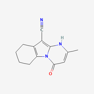 molecular formula C13H13N3O B12473080 2-Methyl-4-oxo-1,4,6,7,8,9-hexahydropyrimido[1,2-a]indole-10-carbonitrile 