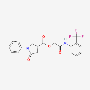 molecular formula C20H17F3N2O4 B12473103 2-Oxo-2-{[2-(trifluoromethyl)phenyl]amino}ethyl 5-oxo-1-phenylpyrrolidine-3-carboxylate 