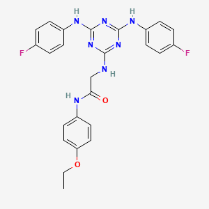 molecular formula C25H23F2N7O2 B12473106 N~2~-{4,6-bis[(4-fluorophenyl)amino]-1,3,5-triazin-2-yl}-N-(4-ethoxyphenyl)glycinamide 