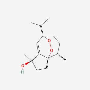 molecular formula C15H24O3 B1247312 (1S,4R,7S,10S)-4,10-dimethyl-7-propan-2-yl-11,12-dioxatricyclo[5.3.2.01,5]dodec-5-en-4-ol 