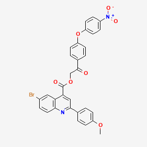 molecular formula C31H21BrN2O7 B12473126 2-[4-(4-Nitrophenoxy)phenyl]-2-oxoethyl 6-bromo-2-(4-methoxyphenyl)quinoline-4-carboxylate 