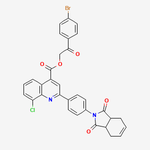 molecular formula C32H22BrClN2O5 B12473137 2-(4-bromophenyl)-2-oxoethyl 8-chloro-2-[4-(1,3-dioxo-1,3,3a,4,7,7a-hexahydro-2H-isoindol-2-yl)phenyl]quinoline-4-carboxylate 