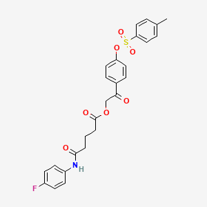 molecular formula C26H24FNO7S B12473146 2-(4-{[(4-Methylphenyl)sulfonyl]oxy}phenyl)-2-oxoethyl 5-[(4-fluorophenyl)amino]-5-oxopentanoate 