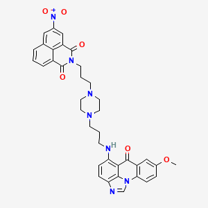 molecular formula C37H35N7O6 B1247316 2-[3-[4-[3-[(5-Methoxy-8-oxo-1,14-diazatetracyclo[7.6.1.02,7.013,16]hexadeca-2(7),3,5,9,11,13(16),14-heptaen-10-yl)amino]propyl]piperazin-1-yl]propyl]-5-nitrobenzo[de]isoquinoline-1,3-dione 
