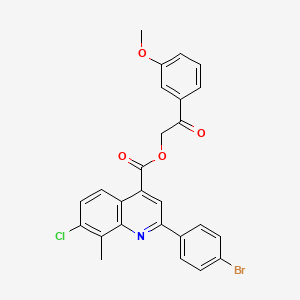 2-(3-Methoxyphenyl)-2-oxoethyl 2-(4-bromophenyl)-7-chloro-8-methylquinoline-4-carboxylate