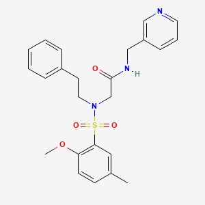 molecular formula C24H27N3O4S B12473197 N~2~-[(2-methoxy-5-methylphenyl)sulfonyl]-N~2~-(2-phenylethyl)-N-(pyridin-3-ylmethyl)glycinamide 