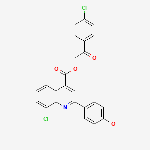 molecular formula C25H17Cl2NO4 B12473198 2-(4-Chlorophenyl)-2-oxoethyl 8-chloro-2-(4-methoxyphenyl)quinoline-4-carboxylate 