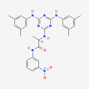 molecular formula C28H30N8O3 B12473214 N~2~-{4,6-bis[(3,5-dimethylphenyl)amino]-1,3,5-triazin-2-yl}-N-(3-nitrophenyl)alaninamide 