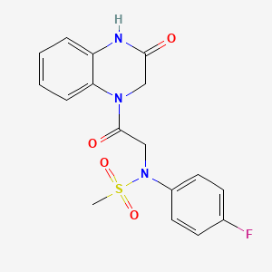 molecular formula C17H16FN3O4S B12473221 N-(4-fluorophenyl)-N-[2-oxo-2-(3-oxo-3,4-dihydroquinoxalin-1(2H)-yl)ethyl]methanesulfonamide 