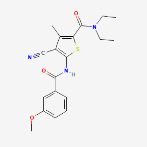 molecular formula C19H21N3O3S B12473226 4-cyano-N,N-diethyl-5-{[(3-methoxyphenyl)carbonyl]amino}-3-methylthiophene-2-carboxamide 