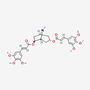 molecular formula C32H39NO10 B1247323 [(1S,3S,5R,6S)-8-methyl-6-[(E)-3-(3,4,5-trimethoxyphenyl)prop-2-enoyl]oxy-8-azabicyclo[3.2.1]octan-3-yl] (E)-3-(3,4,5-trimethoxyphenyl)prop-2-enoate 
