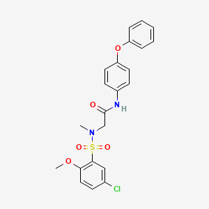 molecular formula C22H21ClN2O5S B12473239 N~2~-[(5-chloro-2-methoxyphenyl)sulfonyl]-N~2~-methyl-N-(4-phenoxyphenyl)glycinamide 