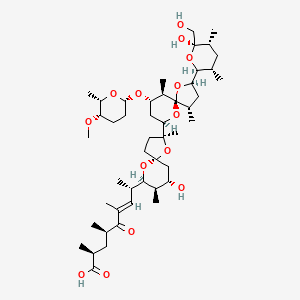 molecular formula C47H78O14 B1247326 (E,2S,4R,8S)-8-[(2S,5R,7S,8R,9R)-7-hydroxy-2-[(2R,4S,5S,7R,9S,10R)-2-[(2S,3S,5R,6R)-6-hydroxy-6-(hydroxymethyl)-3,5-dimethyloxan-2-yl]-9-[(2S,5S,6S)-5-methoxy-6-methyloxan-2-yl]oxy-4,10-dimethyl-1,6-dioxaspiro[4.5]decan-7-yl]-2,8-dimethyl-1,10-dioxaspiro[4.5]decan-9-yl]-2,4,6-trimethyl-5-oxonon-6-enoic acid 