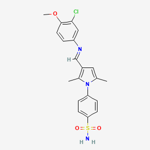 molecular formula C20H20ClN3O3S B12473269 4-(3-{(E)-[(3-chloro-4-methoxyphenyl)imino]methyl}-2,5-dimethyl-1H-pyrrol-1-yl)benzenesulfonamide 