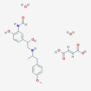 molecular formula C23H32N2O10 B1247329 (E)-but-2-enedioic acid N-[2-hydroxy-5-[1-hydroxy-2-[1-(4-methoxyphenyl)propan-2-ylamino]ethyl]phenyl]formamide dihydrate 