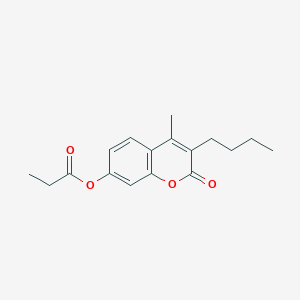 molecular formula C17H20O4 B12473325 3-Butyl-4-methyl-2-oxochromen-7-yl propanoate 