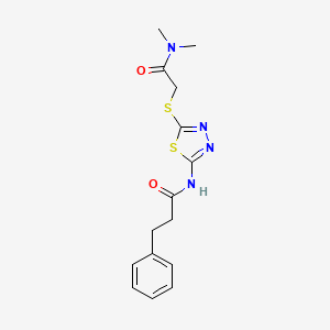 molecular formula C15H18N4O2S2 B12473336 N-[5-[2-(dimethylamino)-2-oxoethyl]sulfanyl-1,3,4-thiadiazol-2-yl]-3-phenylpropanamide CAS No. 445429-74-3