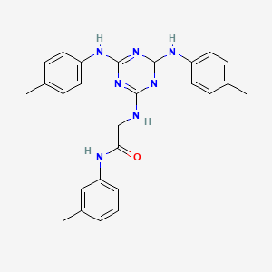 molecular formula C26H27N7O B12473369 N~2~-{4,6-bis[(4-methylphenyl)amino]-1,3,5-triazin-2-yl}-N-(3-methylphenyl)glycinamide 