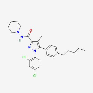 molecular formula C27H32Cl2N4O B1247342 1-(2,4-Dichloro-phenyl)-4-methyl-5-(4-pentyl-phenyl)-1H-pyrazole-3-carboxylic acid piperidin-1-ylamide 