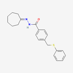 molecular formula C21H24N2OS B12473475 N'-cycloheptylidene-4-[(phenylsulfanyl)methyl]benzohydrazide 